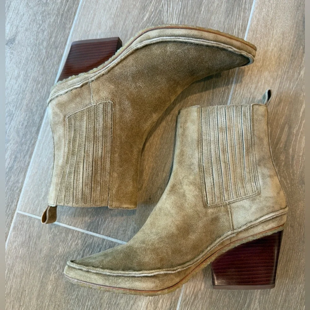 EEUC Tory Burch Lila Suede Heeled Ankle Bootie Alce Suede - 6 - Picture 2 of 9
